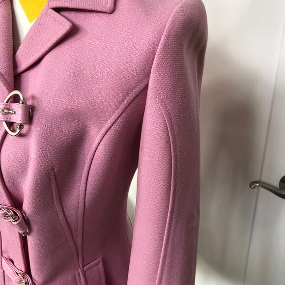 Dolce & Gabbana Pink Jacket Wool Leather Trim Buckles D&G Women 26/ 40 MOTH READ - Picture 9 of 16
